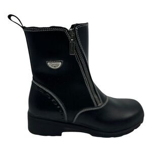 Milwaukee Leather Black Motorcycle Boots With Side Zipper & Stitching WMS Sz 11C